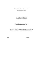 Konspekts 'Analītiskais darbs vadībzinībās', 1.