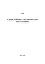 Konspekts 'Čehijas parlamenta vieta un loma varas dalīšanas sistēmā', 1.