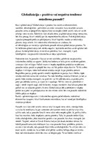 Eseja 'Globalizācija - pozitīva vai negatīva tendence mūsdienu pasaulē', 1.