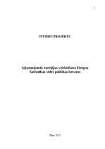 Referāts 'Atjaunojamās enerģijas veicināšana Eiropas Savienības vides politikas ietvaros', 1.