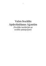 Referāts 'Valsts Sociālās apdrošināšanas aģentūra (VSAA). Soc.institūcijas un sociālie pak', 1.