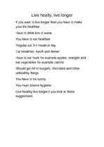 Konspekts 'Live Healthy, Live Longer', 1.