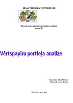 Referāts 'Vērtspapīru portfeļa analīze', 1.