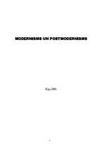 Konspekts 'Modernisms un postmodernisms', 1.