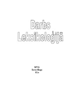 Referāts 'Darbs leksikoloģijā', 1.