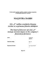 Diplomdarbs 'SIA "X" vadības stratēģisko lēmumu ietekme uz uzņēmuma finanšu rādītājiem', 1.