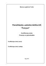 Referāts 'Pamatlīdzekļu uzskaites kārtība a/s "Pumpuri"', 1.