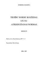 Referāts 'Tiesību normu kolīzijas un to atrisināšanas normas', 1.