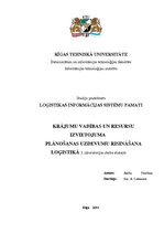 Konspekts 'Krājumu vadības un resursu izvietojuma plānošanas uzdevumu risināšana loģistikā', 1.