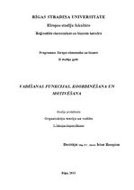 Konspekts 'Vadīšanas funkcijas. Koordinēšana un motivēšana', 1.