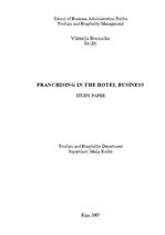 Referāts 'Franchising in Hotel Business', 1.