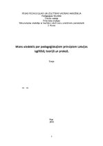 Eseja 'Mans viedoklis par pedagoģiskajiem principiem Latvijas izglītībā, teorijā un pra', 1.