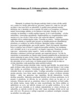 Eseja 'Manas pārdomas par Ē.Eriksona grāmatu "Identitāte: jaunība un krīze"', 1.