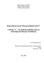 Konspekts '17.-18.gadsimta politiskās cīņas un monarhiju kari Eiropā. Absolūtisms', 1.