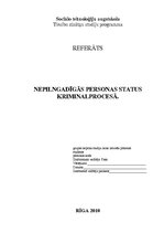 Referāts 'Nepilngadīgas personas statuss kriminālprocesā', 1.
