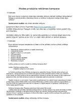 Konspekts 'Modes produkta reklāmas kampaņa', 1.