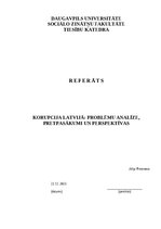 Referāts 'Korupcija Latvijā: problēmu analīze, pretpasākumi un perspektīvas', 1.