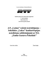 Referāts 'A/s "Laima" ražotā izstrādājuma - šokolādes "Lukss" konkurētspējas noteikšana sa', 1.