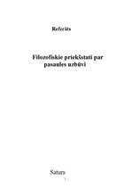 Referāts 'Filosofiskie pasaules uzskati', 1.