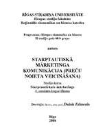 Konspekts 'Starptautiskā mārketinga komunikācija (preču noieta veicināšana)', 1.