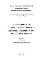 Referāts 'Kvantitatīvās un kvalitatīvās pētniecības metodes, to izmantošana pētniecības pr', 1.