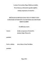 Referāts 'Biežākās komplikācijas, veicot perkutāno koronāro intervenci pacientiem ar', 1.