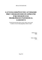 Referāts 'Latvijas iedzīvotāju attieksme pret imigrantiem un izpratne par imigrācijas prob', 1.