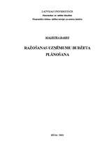 Diplomdarbs 'Ražošanas uzņēmuma budžeta plānošana', 1.