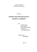 Diplomdarbs 'Repertuāra politika Dailes teātrī 21.gadsimtā', 1.