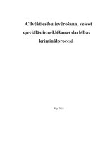 Referāts 'Cilvēktiesību ievērošana, veicot speciālās izmeklēšanas darbības kriminālprocesā', 1.