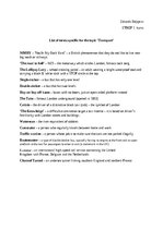 Konspekts 'List of terms specific for the topic "Transport"', 1.