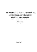 Referāts 'Profesionālās ētikas un morāles nozīme nepilngadīgo lietu inspektora dienestā', 1.
