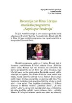 Eseja 'Recenzija par Ditas Lūriņas muzikālo programmu "Sapnis par Brodveju"', 1.