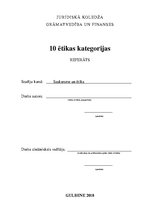Referāts 'Desmit ētikas kategorijas', 1.