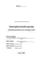 Referāts 'Datorspēļu izraisītā agresija', 1.