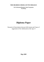 Diplomdarbs 'Связь уровня самооценки с видами агрессии у подростков 15 лет', 2.