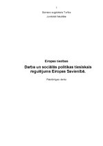 Referāts 'Darba un sociālās politikas tiesiskais regulējums Eiropas Savienībā', 1.