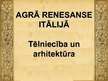 Prezentācija 'Tēlniecība un arhitektūra Itālijā agrās renesanses laikā', 1.