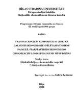 Konspekts 'Transnacionālās korporācijas kā galvenās ekonomiskās spēlētājas mūsdienu pasaulē', 1.