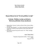 Konspekts 'Politikas teorijas priekšmets. Rietumu politiskās domas aizsākumi', 1.