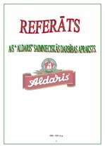 Referāts 'Saimnieciskās darbības apraksts. Alus darītava a/s "Aldaris"', 1.