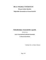 Konspekts 'Globalizācijas ekonomiskie aspekti', 1.