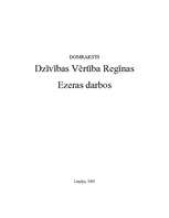 Eseja 'Dzīvības vērtība Regīnas Ezeras darbos', 1.