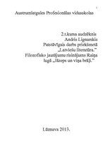 Konspekts 'Filosofisko jautājumu risinājums Raiņa lugā "Jāzeps un viņa brāļi"', 1.