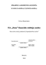 Referāts 'SIA "Dona" finansiālo rādītāju analīze', 1.
