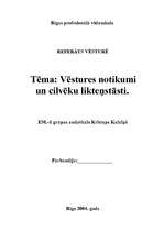 Referāts 'Vēstures notikumi un cilvēku likteņstāsti', 1.