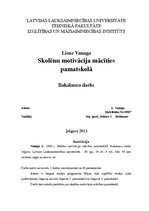 Diplomdarbs 'Skolēnu motivācija mācīties pamatskolā', 1.