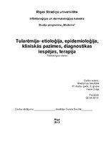 Konspekts 'Tularēmija - etioloģija, epidemioloģija, klīniskās pazīmes, diagnostikas iespēja', 1.