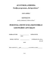 Referāts 'Personāla motivācija ekonomikas lejupslīdes apstākļos', 1.