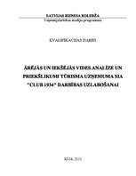 Diplomdarbs 'Ārējās un iekšējās vides analīze un priekšlikumi tūrisma uzņēmuma SIA "Club 1934', 1.